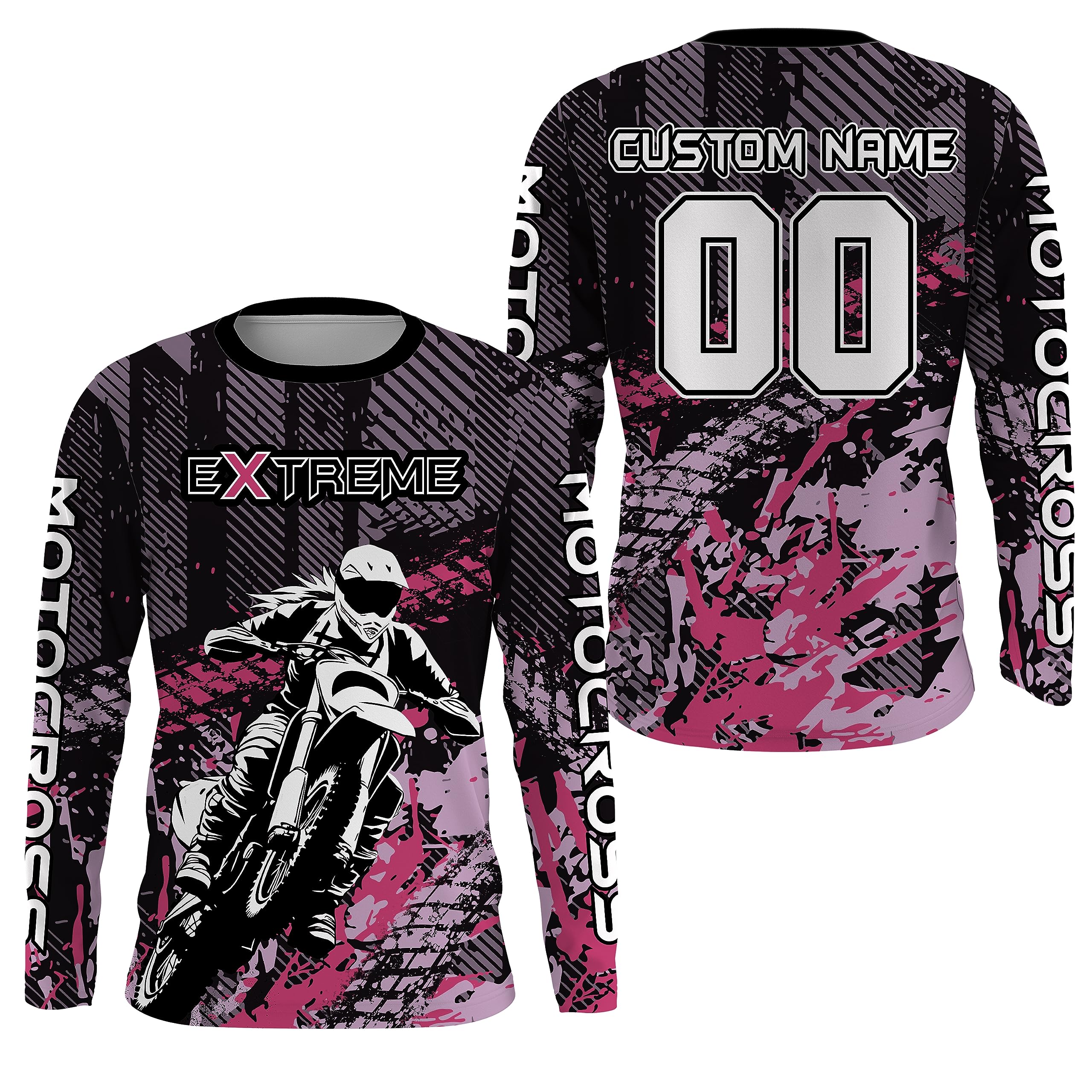 Motocross Jersey Pink UPF30+ Dirt Bike Shirt for Girl Women MX Racing Jersey Off-Road Motorcycle Shirt Biker Girl XM156 (Adult Jersey)