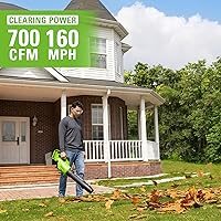 Vista 2 de Greenworks 40V (160 MPH / 700 CFM) Cordless Brushless Axial Leaf Blower, 8.0Ah Battery and Charger Included