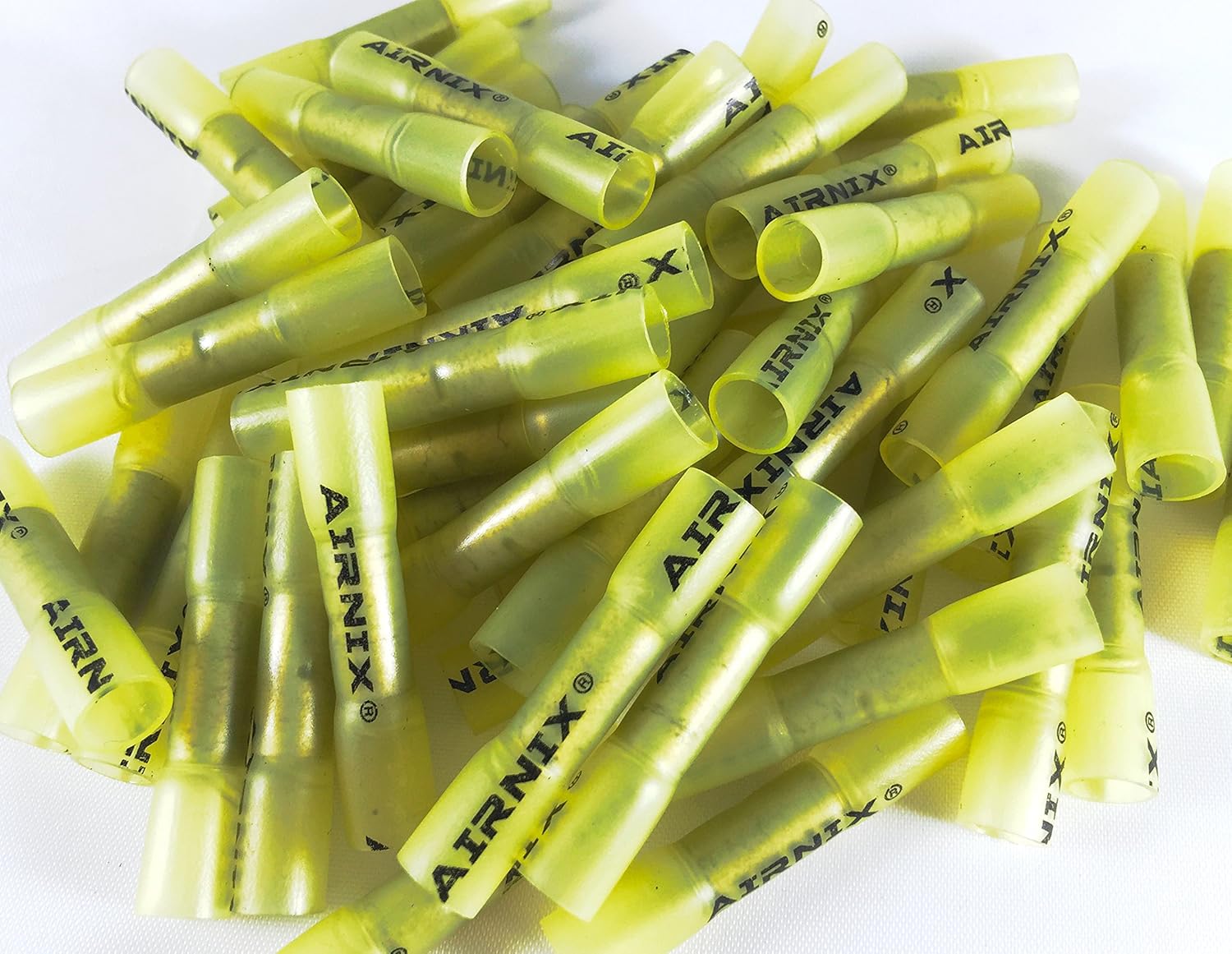 Gеt Chеар Prісе Yellow Heat Shrink Insulated Butt Connectors Butt Splice Terminals, Heat Shrinkable, Water and Vibration Proof, Corrosion Free, Gauge 12-10 AWG