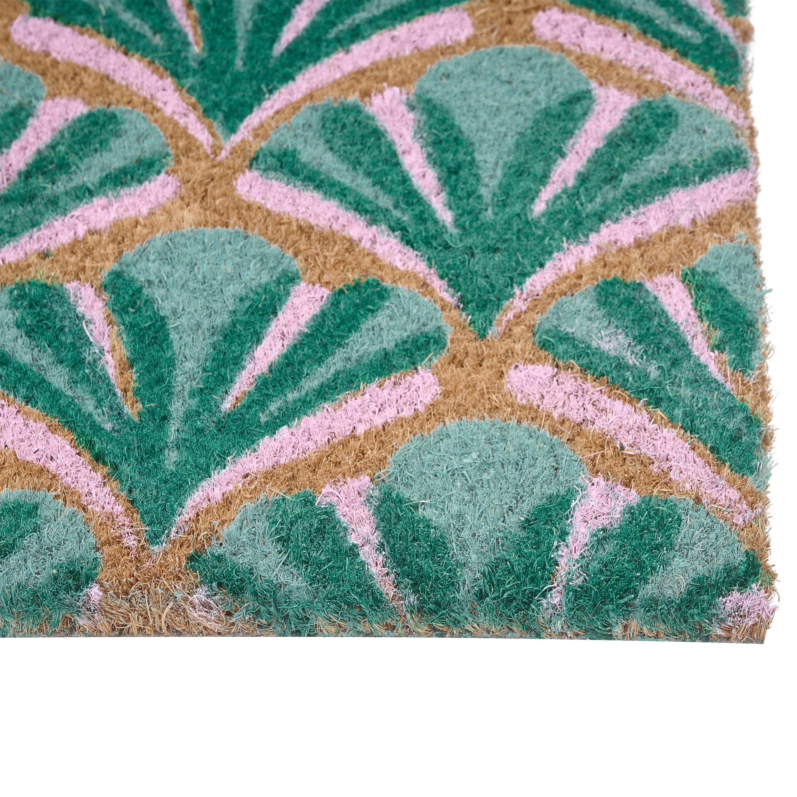 Beliani Paillasson en Fibre de Coco 40 x 60 cm Antidérapant Dessous en PVC Vert Tatalik
