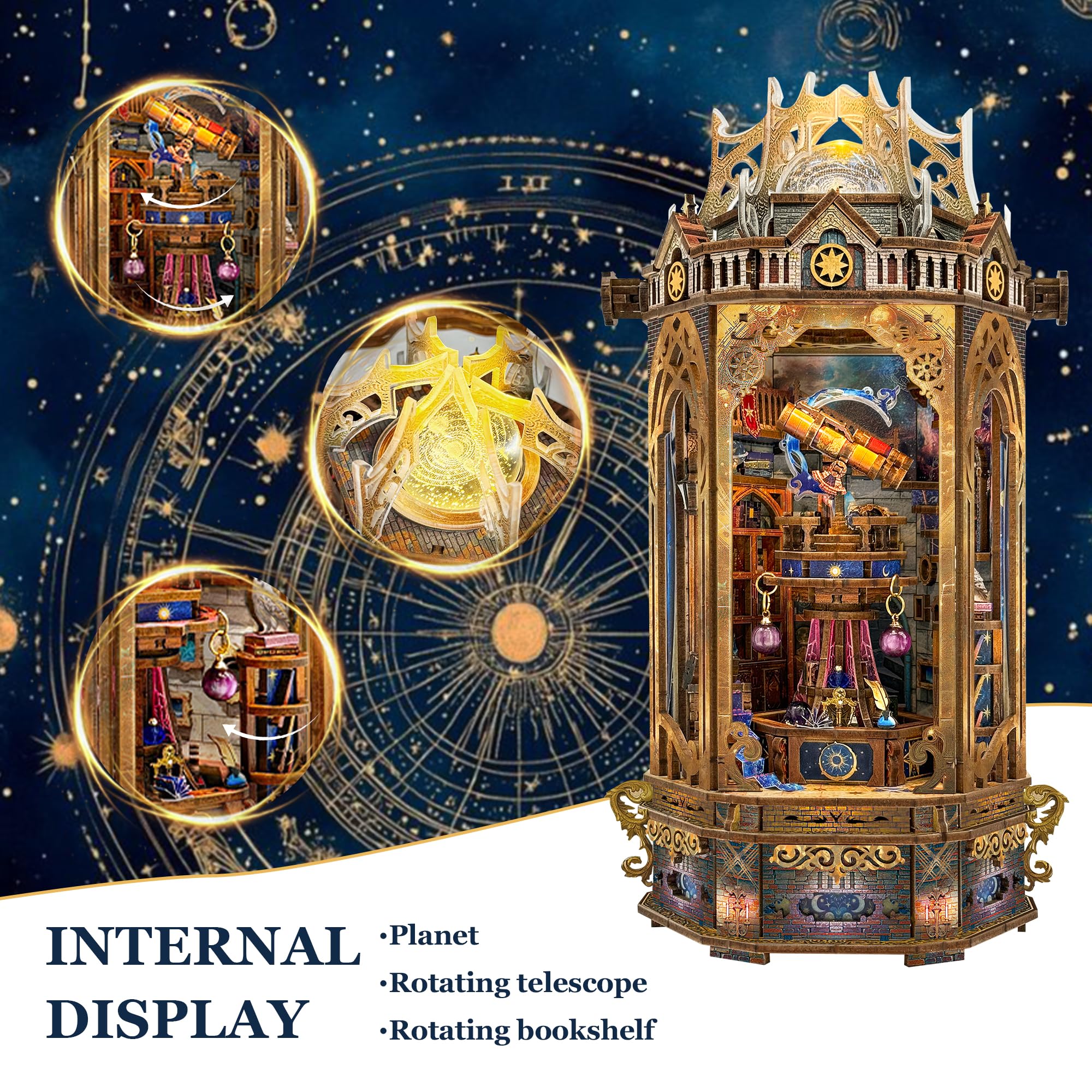 Puzzle in legno 3D per adulti - Kit di modelli 3D, artigianato fai da te con luci e musica controllate dal contatto, puzzle portatile antistress per decorazioni domestiche e regali