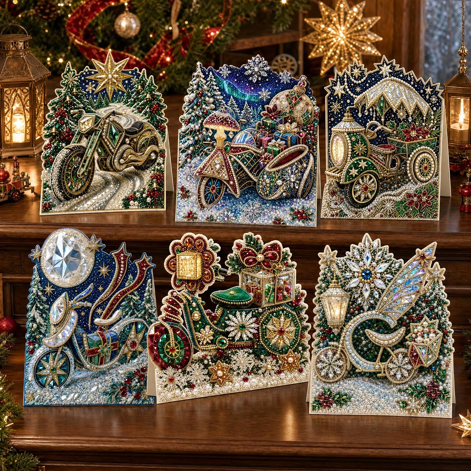 6 Pack DIY 5D Diamond Art Painting Christmas Cards Kits for Adults