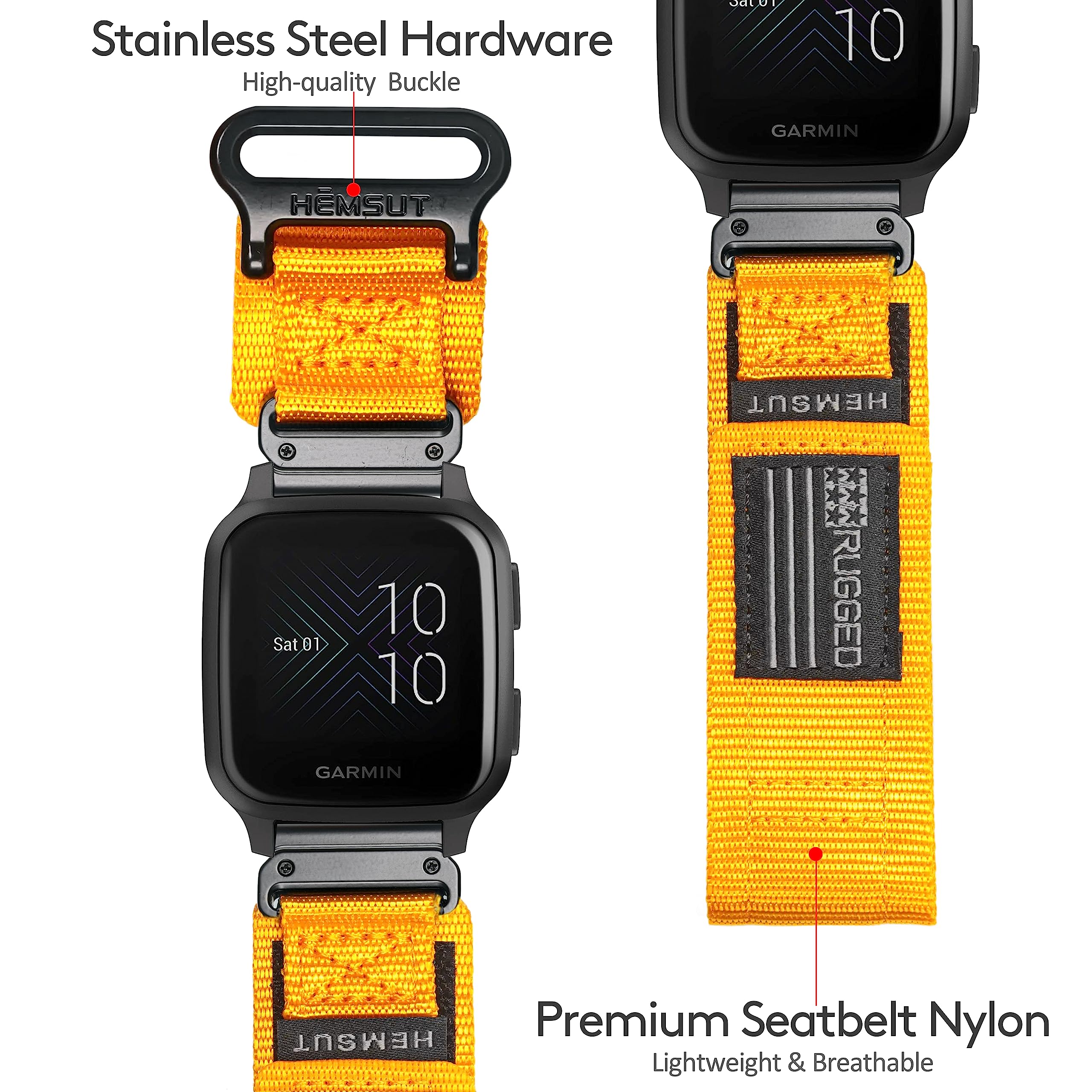 Kompatybilny z Garmin Venu/2 Plus/Sq/Sq 2/ Sq Music (nie Venu 2/2S) Pasek do zegarka z szybkozłączkami, super wytrzymały nylonowy pasek sportowy z plecionym pierścieniem
