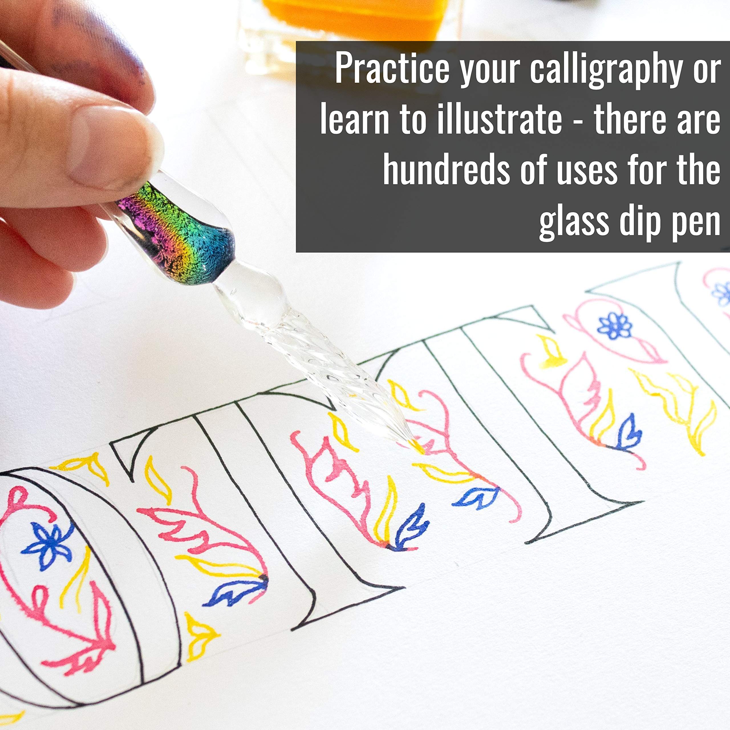 Glass Dip Pen Set With Ink (5 Colors) Glass Pen & Dip Pen Ink Glass