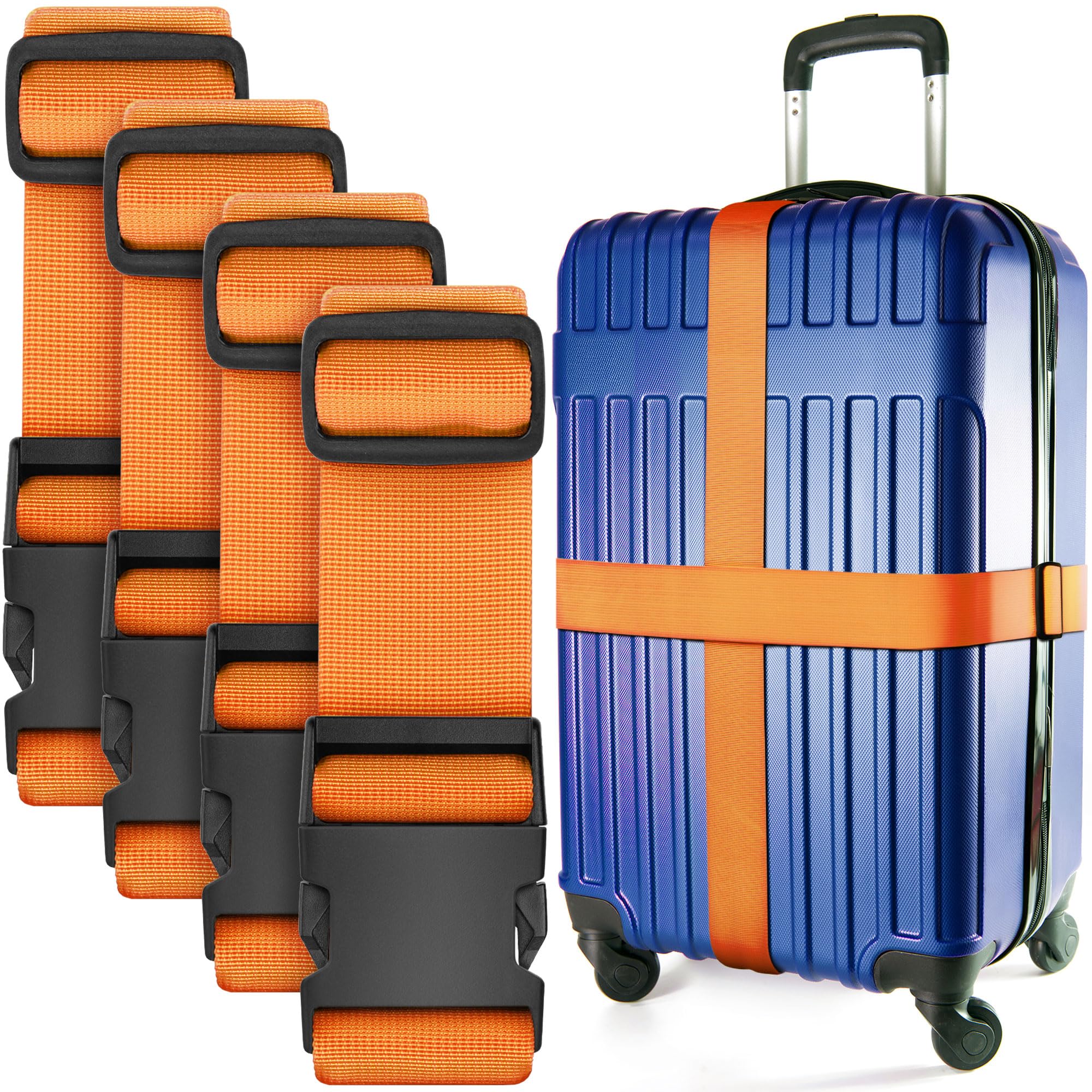 Luggage Straps for Suitcases TSA Approved - Orange, 4 Pack