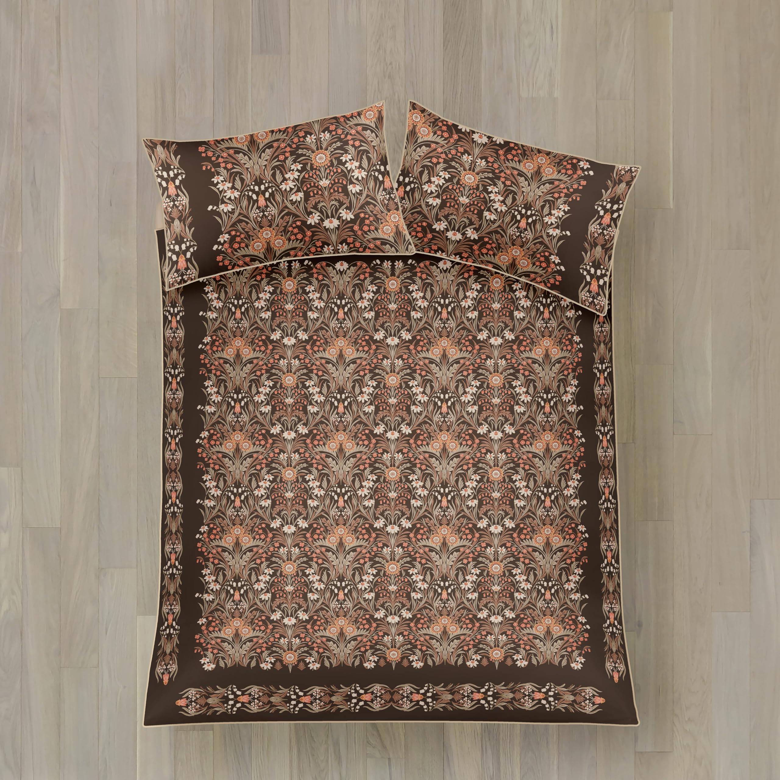 Julian Charles Brown Audrey Spice Reversible Cotton Sateen Duvet Set - Double