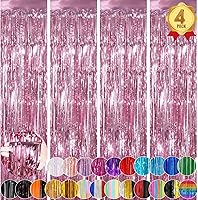 Vista 23 de Cortina de flecos de arcoíris para fiesta, paquete de 2 cortinas de fondo de flecos de aluminio de 3.3 x 8.3 pies para cumpleaños, boda, novia, baby