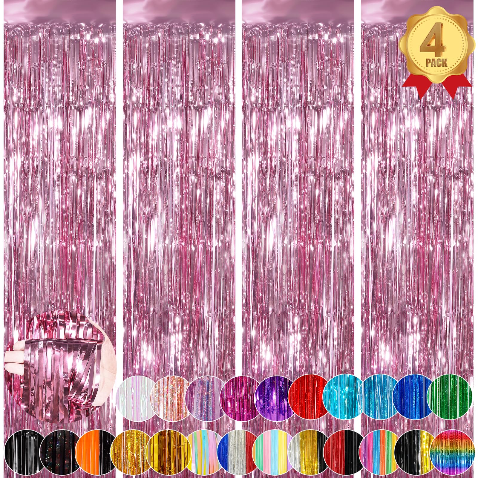 Black Foil Fringe Backdrop - 2 Pack Streamers -13