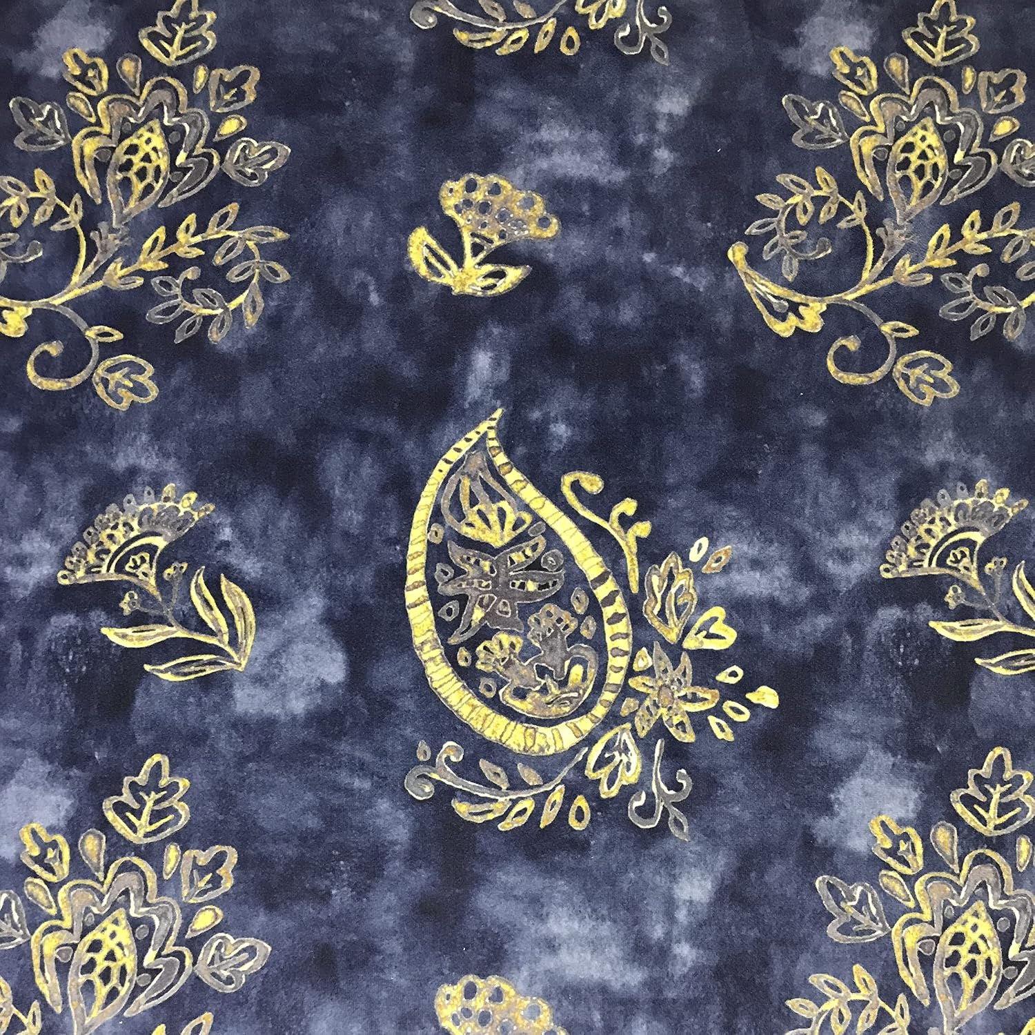 Soft Velvet Fabric Paisley Design Digitally Printed Material for Upholstery, Window Treatments Cushion Dining Chair Cover Craft - Width 54 inches - Fabric by The Yard - Blue
