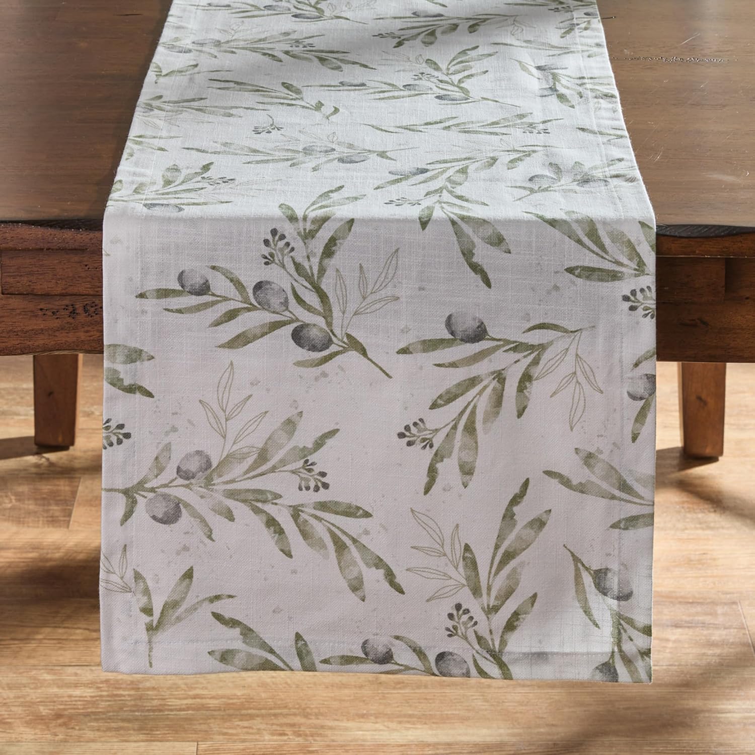 Split P Olive Leaves Table Runner 14" X 54"