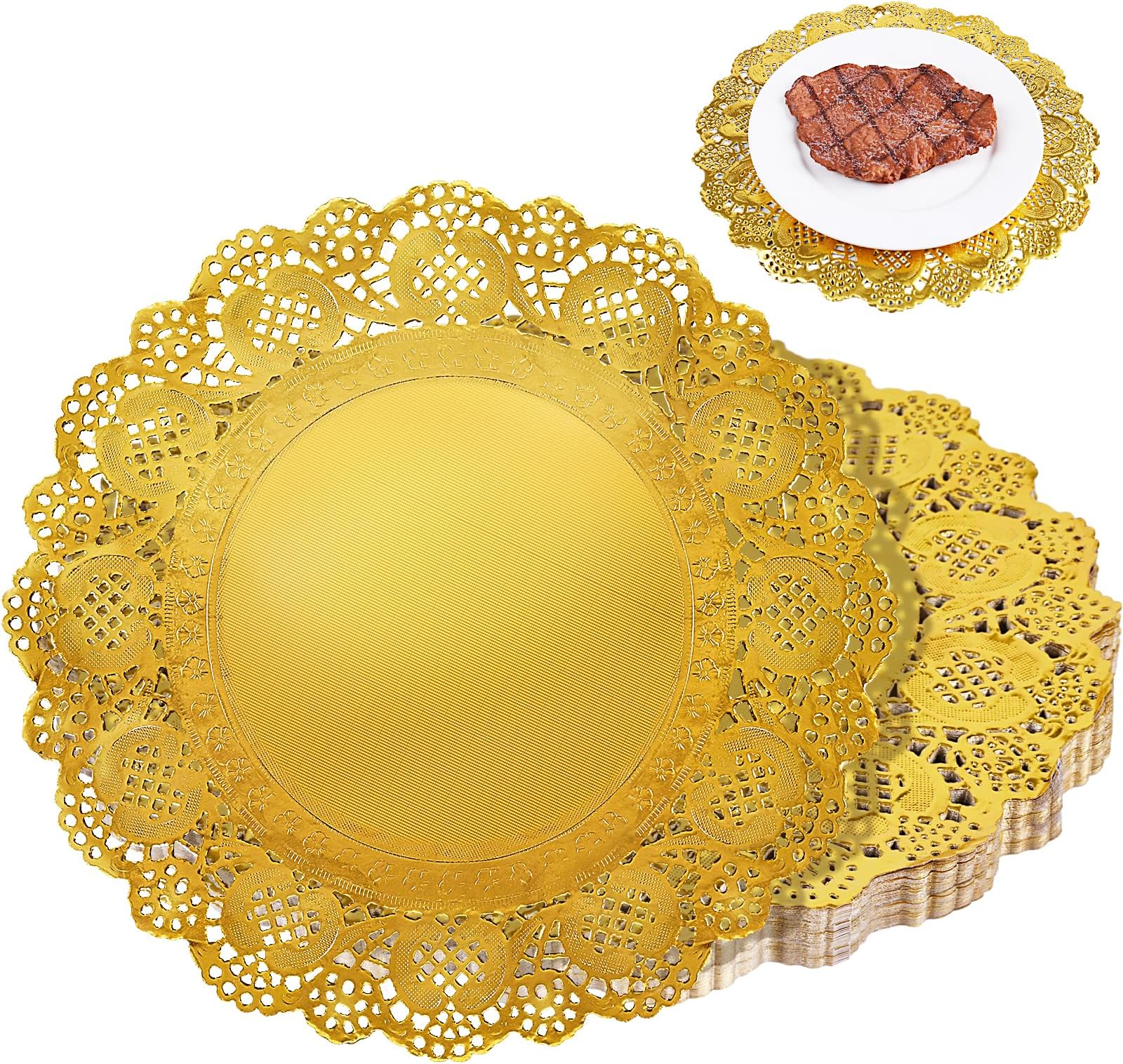 Jagrove Paper Doilies 50 Pack 5.5 Inch Gold Lace Doilies