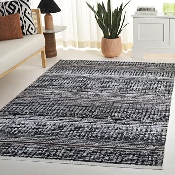 SAFAVIEH Mila Collection Area Rug - 53" x 76", Black & Beige Ivory, Non-Shedding & Easy Cleaning, Ideal for Living Room, Bedroom, Office, Dining Space MIL234Z