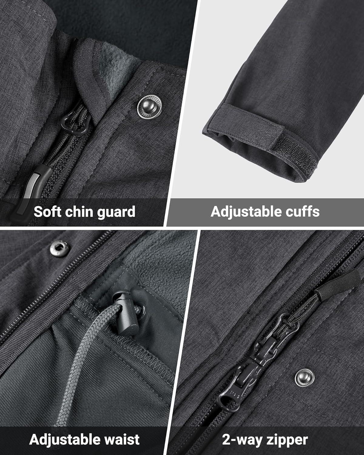 Outdoor Ventures Women's Lightweight Waterproof Fleece Lined Hooded Softshell Rain Jacket, Warm Windbreaker Long Coat - Image 5