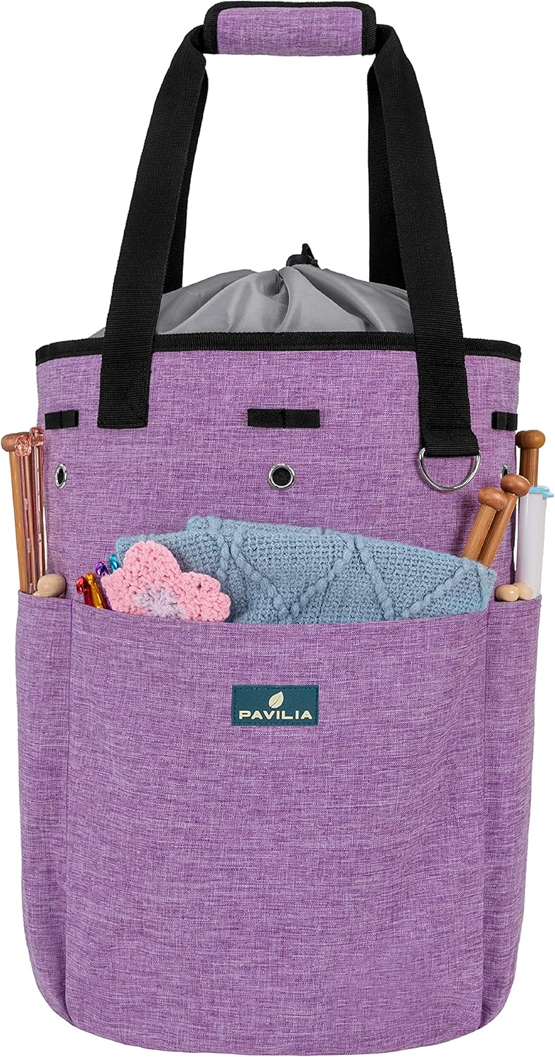 PAVILIA Crochet Bag Knitting Bag Organizer, Yarn Bag