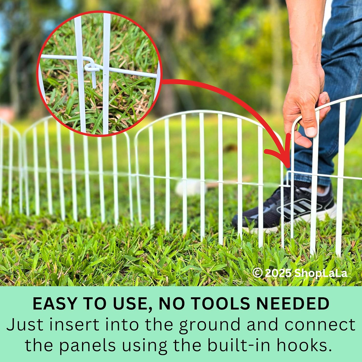 ShopLaLa Decorative Fence (10 Panels) 13in(L) x 16.5in(H) Rustproof White Metal Wire Animal Barrier Fences, Flower Bed Edging for Landscape Outdoor Patio Decor Dog Yard Gates Fencing Backyard Panels