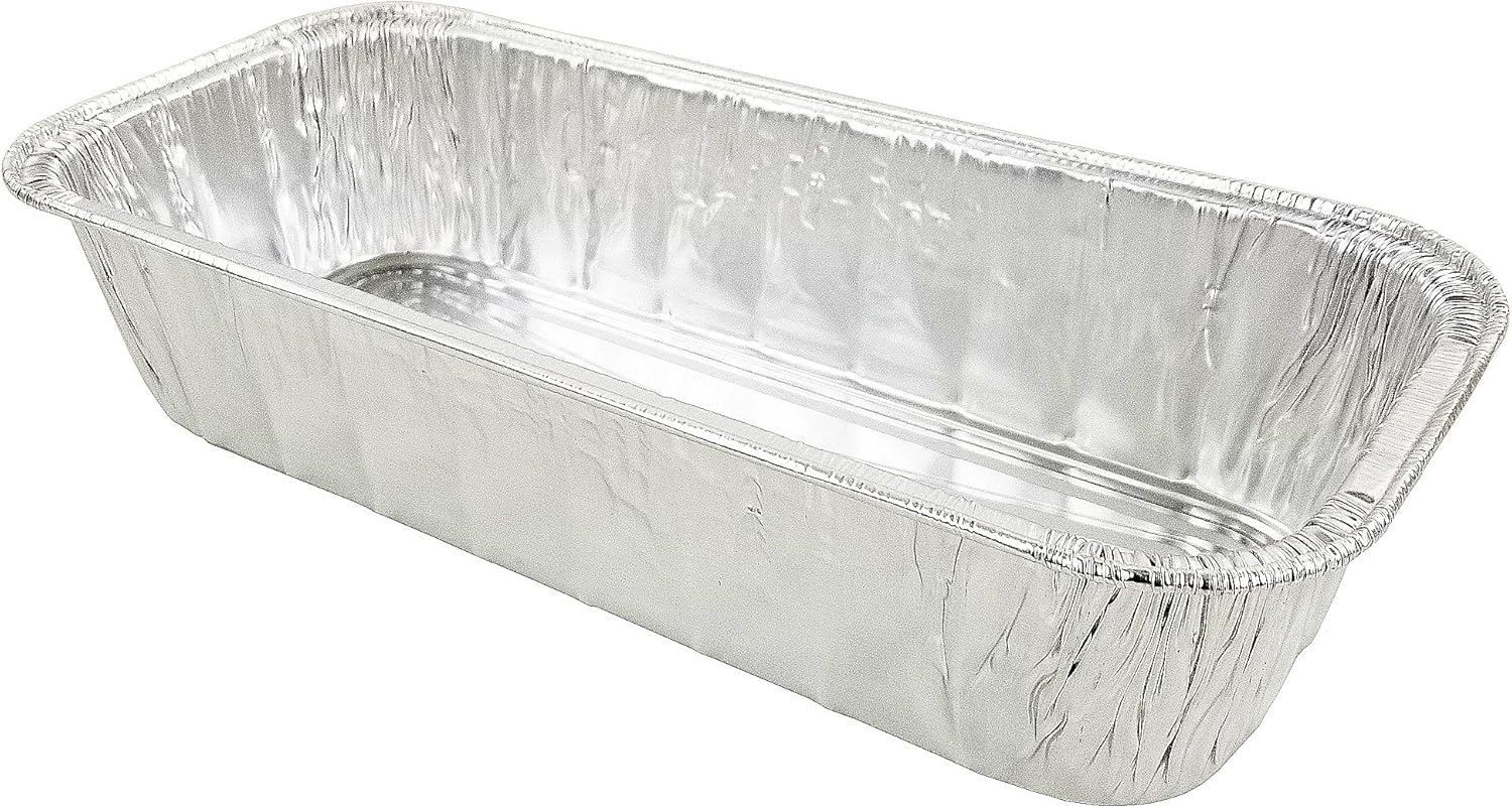 PACTOGO 11" x 5" All-Purpose Aluminum Foil BBQ Grease Drip Catching Pan - Compatible with Weber Grills (Pack of 30)