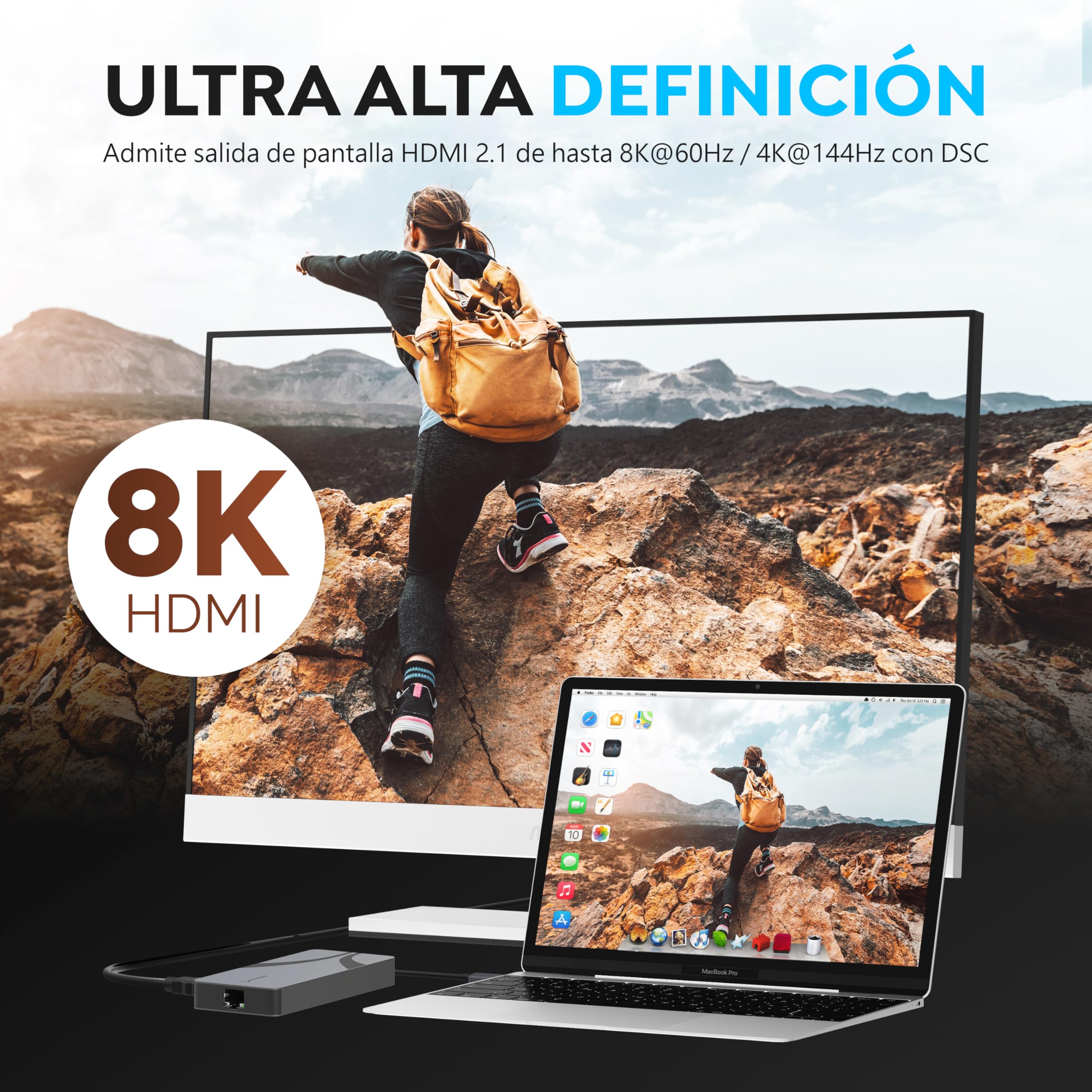 SABRENT Hub USB4 | Concentrador de Base de Viaje con 2 Puertos USB-C, 1 Puerto USB-A, HDMI 2.1, 2.5GbE y PD 3.0 de 85W (HB-U4HP)
