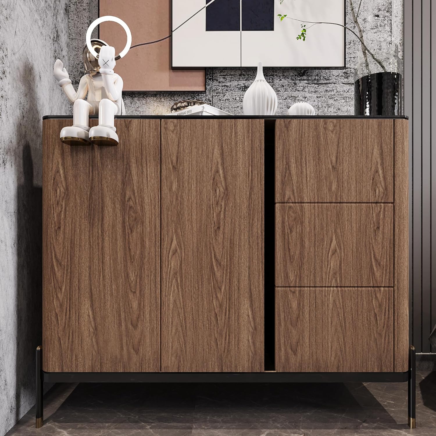 Wood Grain Contact Paper Faux Walnut Peel and Stick Wallpaper 16x354 inch Thick Wood Texture Wallpaper Waterproof Removable Self-Adhesive Wood Vinyl Wrap for Kitchen Cabinet Countertop