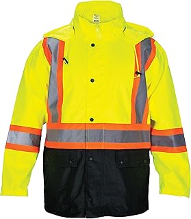 SAS Safety 690-1520 Rain Jacket, Class 2 Yellow with 2