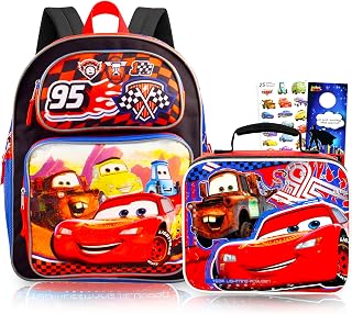 Disney Cars Backpack and Lunch Box Set for Boys School Bundle + More