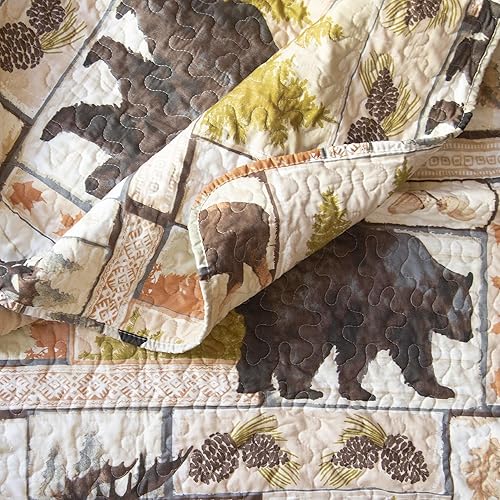 Miniatura 7 de CARSTENS, INC. Rustic Cabin Country - Juego de ropa de cama de microfibra de 2 piezas, estilo rústico vintage, tamaño individual