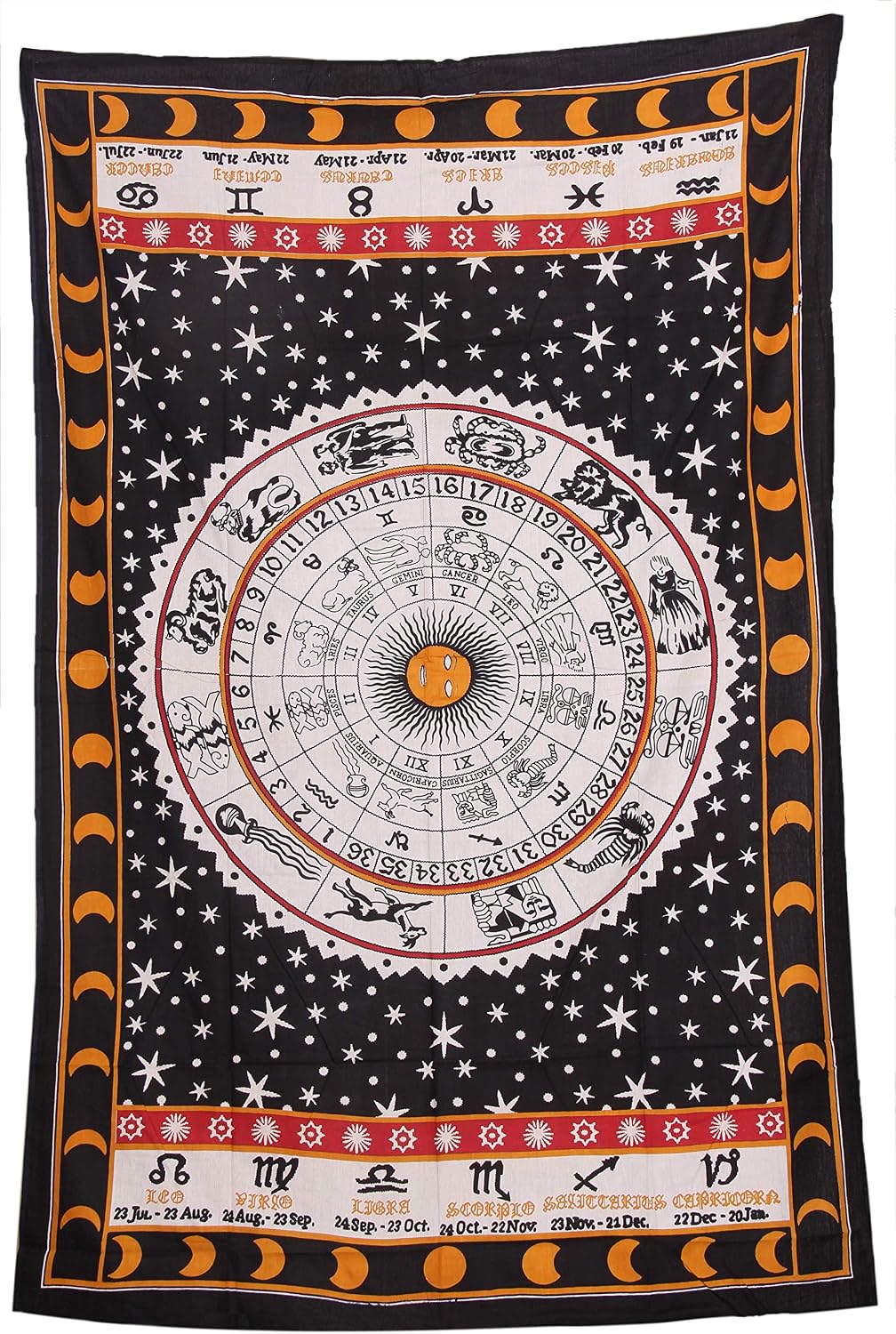 RSG Venture Tapestry Wall Hanging Hippie Mandala Tapestry College Dorm Tapestry Mandala Tapestry Dorm Decor Indian Hippie Tapestry Bohemian Bedspread (Twin (54X85 inches Approx), Black White Zodiac)