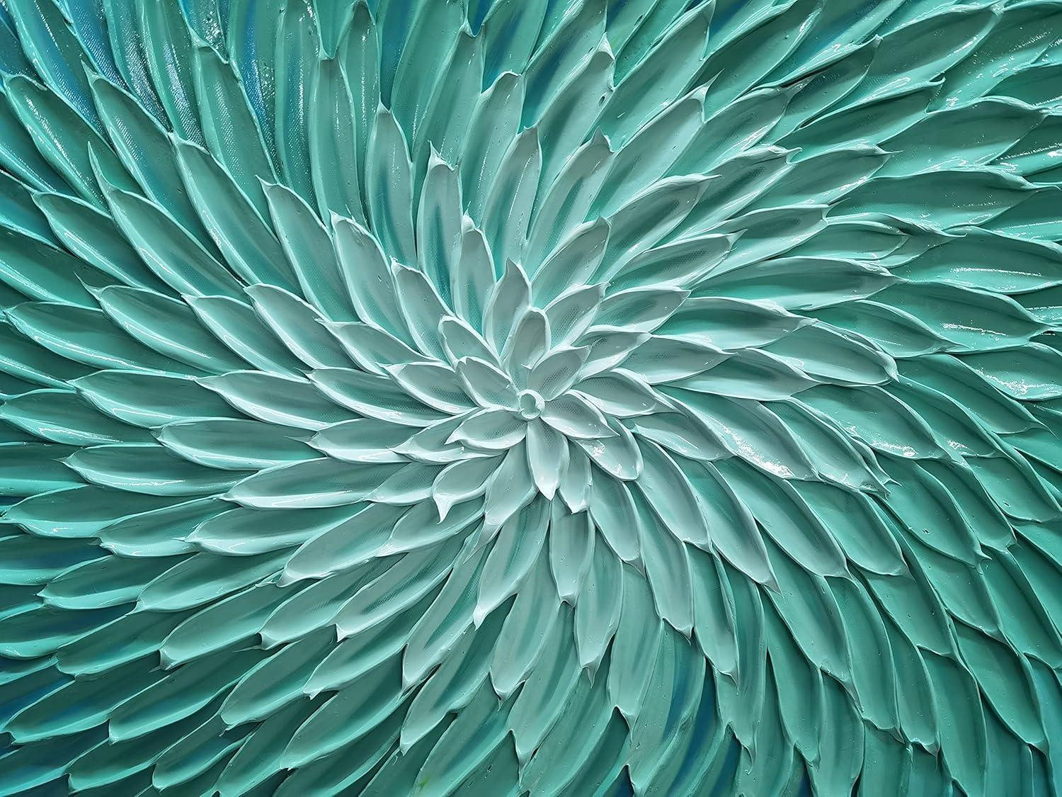 YaSheng Art - 24x48 Inch Large Abstract Art Oil Paintings on Canvas blue-green Gradient color Abstract Artwork Modern Home Decor Canvas Wall Art Contemporary Art Paintings 24x48inch