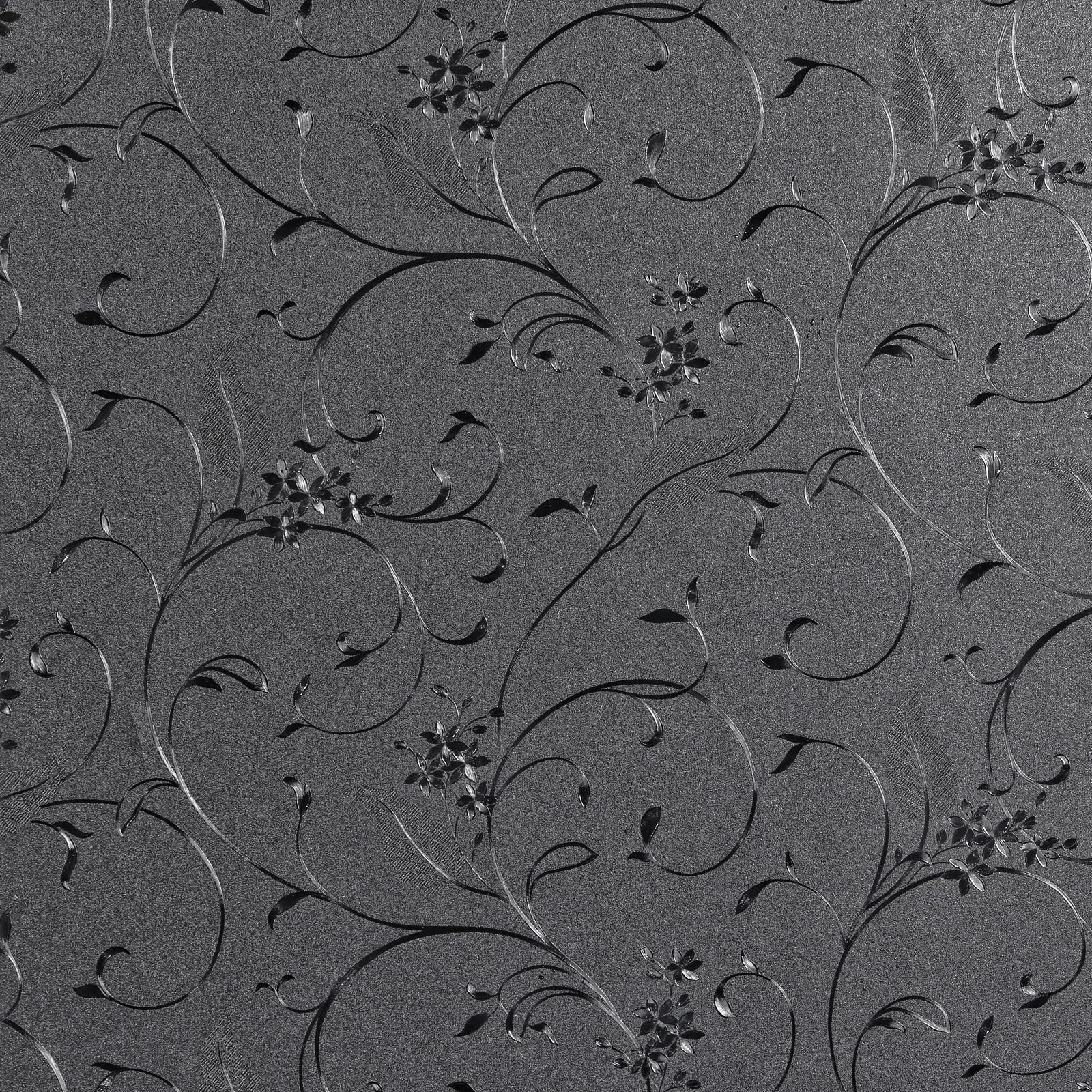 Mikomer Total Blackout Window Film,100% Light Blocking Privacy Glass Door Film Etched Flowers,Room Darkening Window Cling,No Glue/Heat Control/Anti UV for Day Sleep & High Privacy,17.5In. by 78.7In.