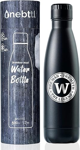 Onebttl Botella de agua personalizada para hombres  Regalos personalizados con monograma para novio, marido, hermano, tío en cumpleaños o Navidad,