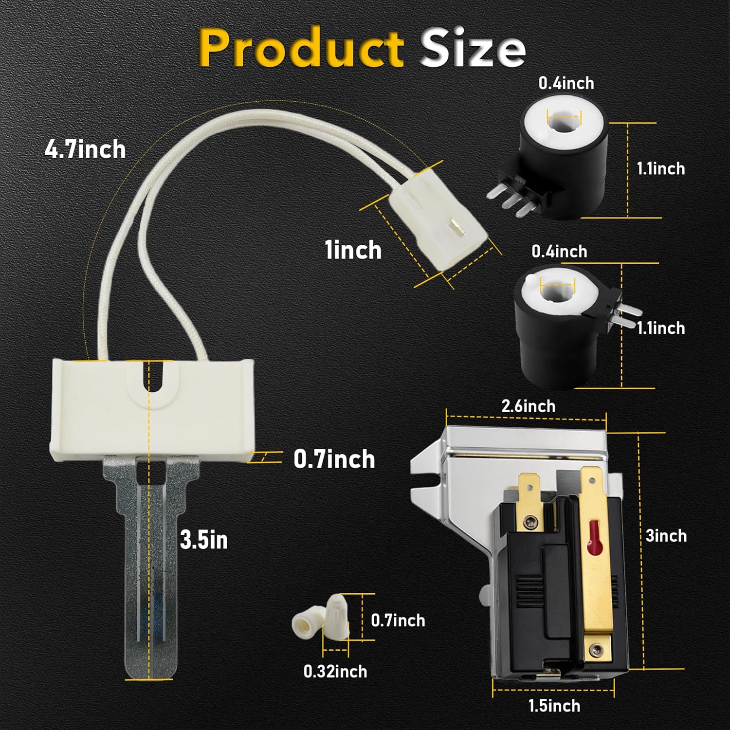 Gas Dryer Repair Kit Includes 279311 Igniter, 279834 Coil kit, 338906 Flame Sensor Widely Fit for Whirlpool Maytag Kenmore KitchenAid Sears Dryer Replacement Parts