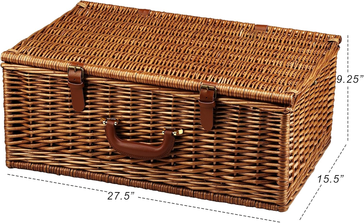 Picnic at Ascot Dorset English-Style Willow Picnic Basket with Service for 4 - London Plaid : Patio, Lawn & Garden