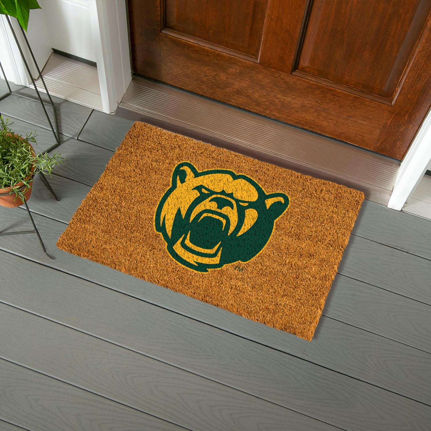 Team Sports America NCAA Baylor University College Personalized Coir Door Mat, 18 x 30 Inches Custom Name Doormat, Front Door Non-Slip Welcome Mats