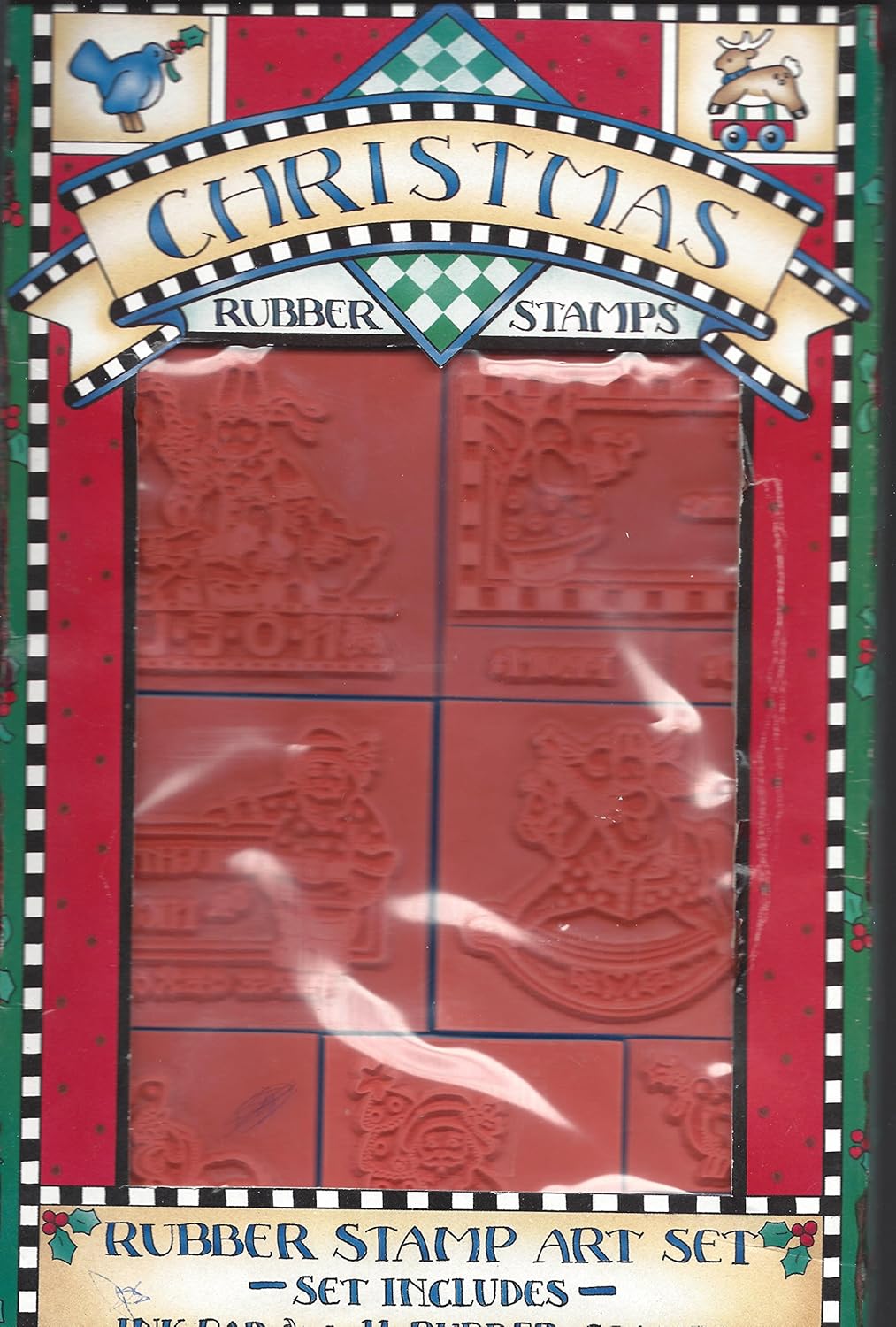 Christmas Rubber Stamps Art Set 11 Stamps and ink pad