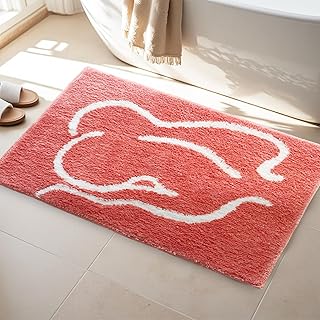 Minimalist Coral Abstract Line Art Woman Bathroom Mat, 17