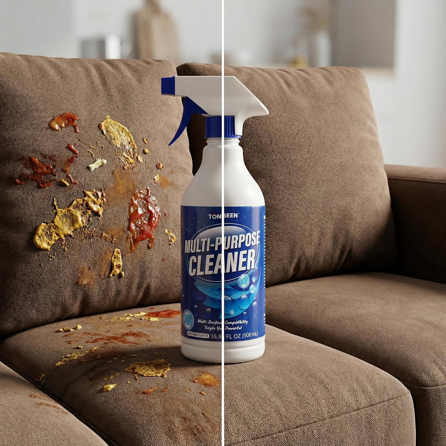 Cat & Dog Scratch Resistant Sofa Cleaner Spray for Fabric, Faux Leather & Microfiber Upholstery, Removes Stains from Food, Drink, Spills & Dirt on Couches, Chairs, Cushions & Car Interiors, 500ml