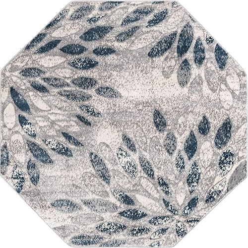 Unique Loom Sumter Collection - Alfombra de área Rhett (octágono de 6 pies, grisazul marino)