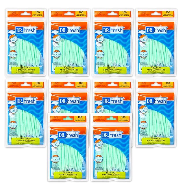 10 pk 100 ct each Soft Bristle Dental Floss Picks Interdental Brush Toothpicks Flexible Deep Clean