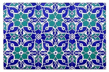 Shiv Kripa Blue Pottery Home Decor Tile Ceramic High Lighter Wall Kitchen Bathroom Handmade Tiles 6 x 6 Inch Set of 6 Tiles ((Green, Blue & White))