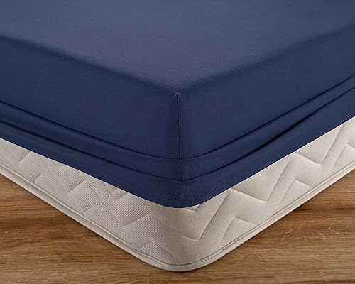 Miniatura 3 de DELANNA Juego de sábanas de franela 100% algodón (individual, azul marino)