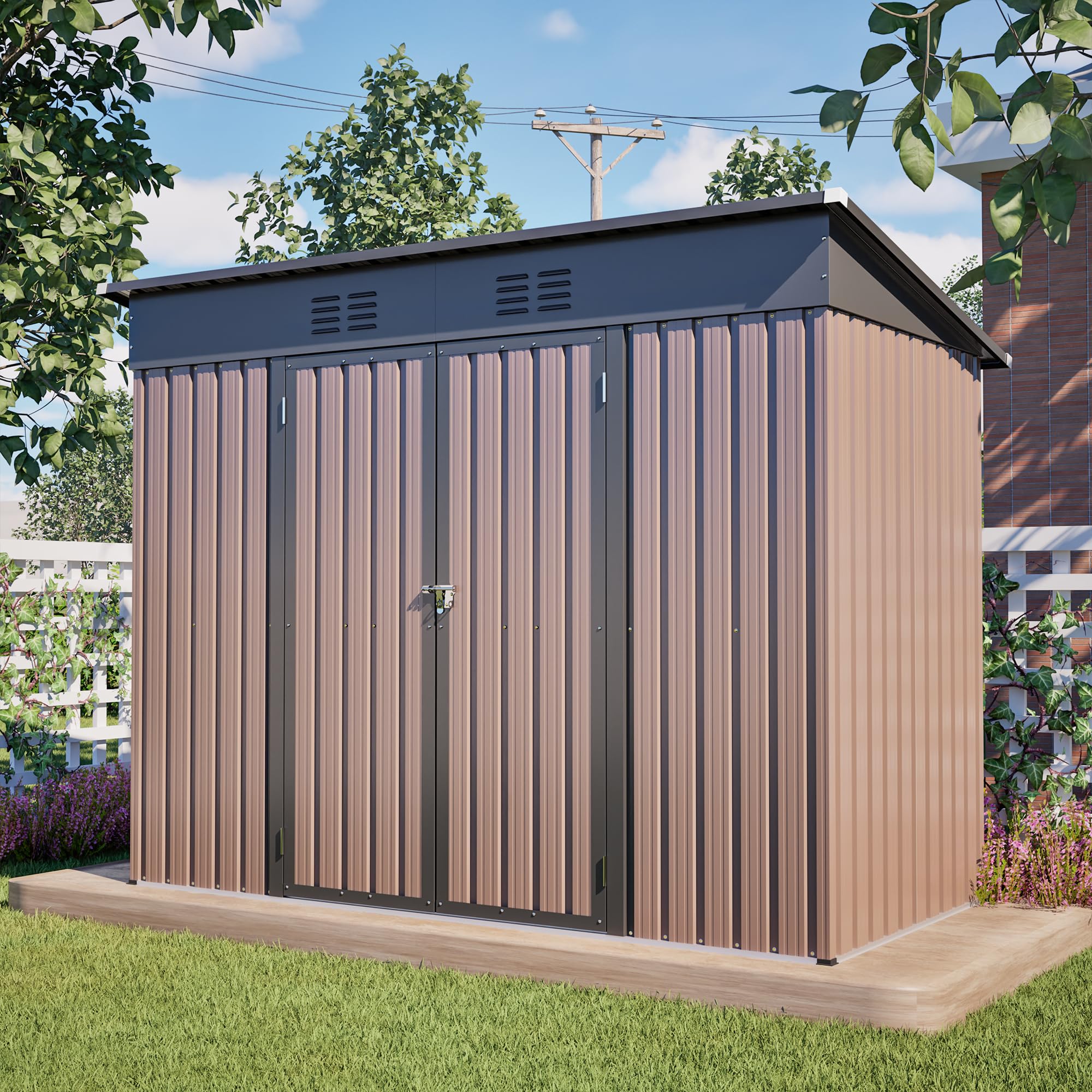 Abri de jardin en métal 242 x 126 cm portes verrouillables