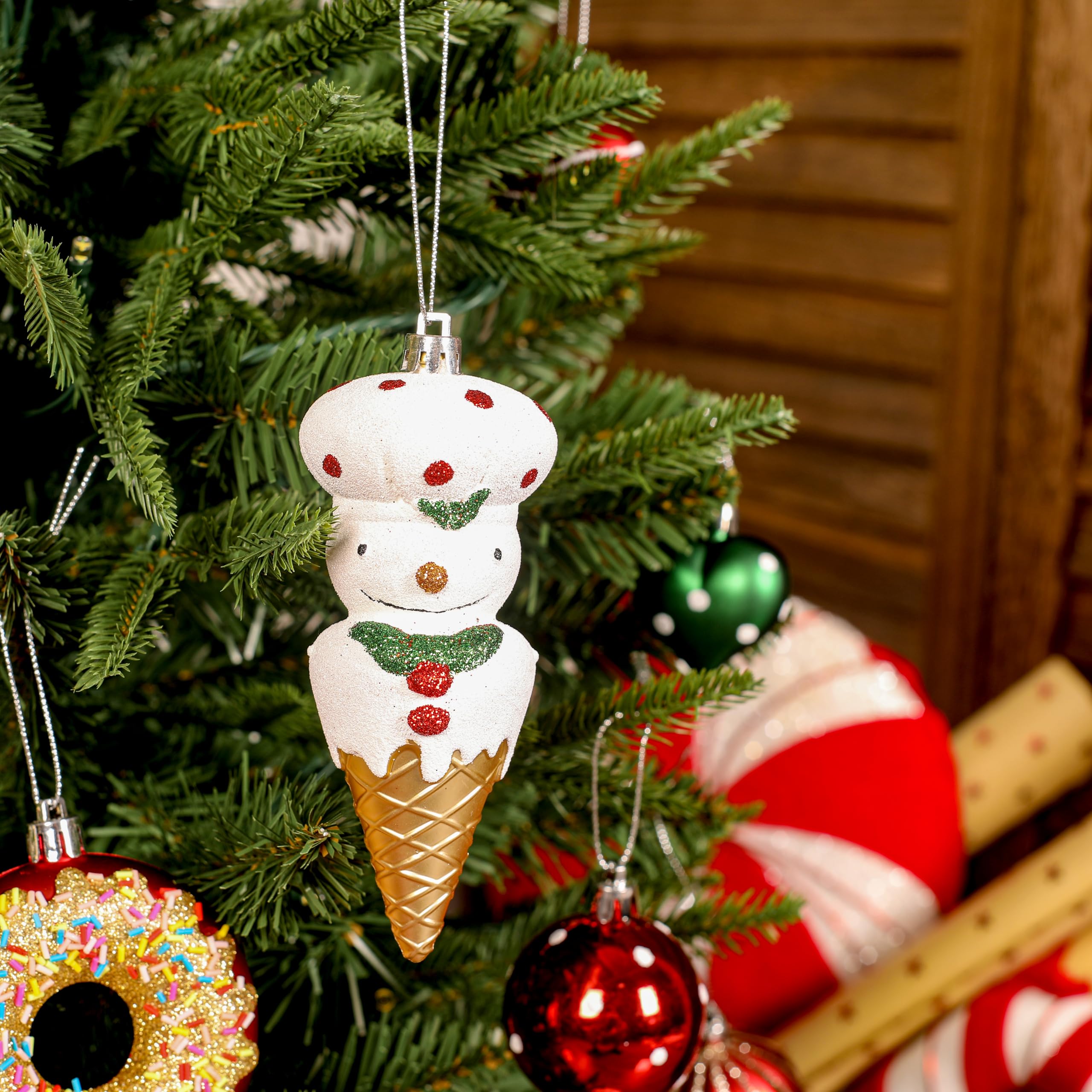 SHareconn 86pcs Albero di Natale Palle Ornamenti, Palline Decorative In Plastica Infrangibile per Decorazioni Albero di Natale, Decorazione Festa di Nozze Di Vacanza, Rosso & Verde, Bianco