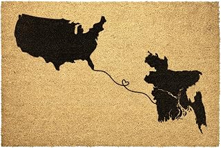 Bangladesh USA Doormat Outdoor Rug Door Coir Mat Two State Maps Bangladesh United States Us Long Distance Exchange Student Moving Gift Outdoor Mat Coir