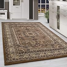 Homebyhome Tapis Salon 200x300 Tapis Chambre Vintage Tapis Oriental Beige 200x290 cm - Tapis Poil Court Salle de Séjour Ornament Bordüre Concevoir Doux et Moelleux - Tapis Cuisine Moquette à Poils Ras