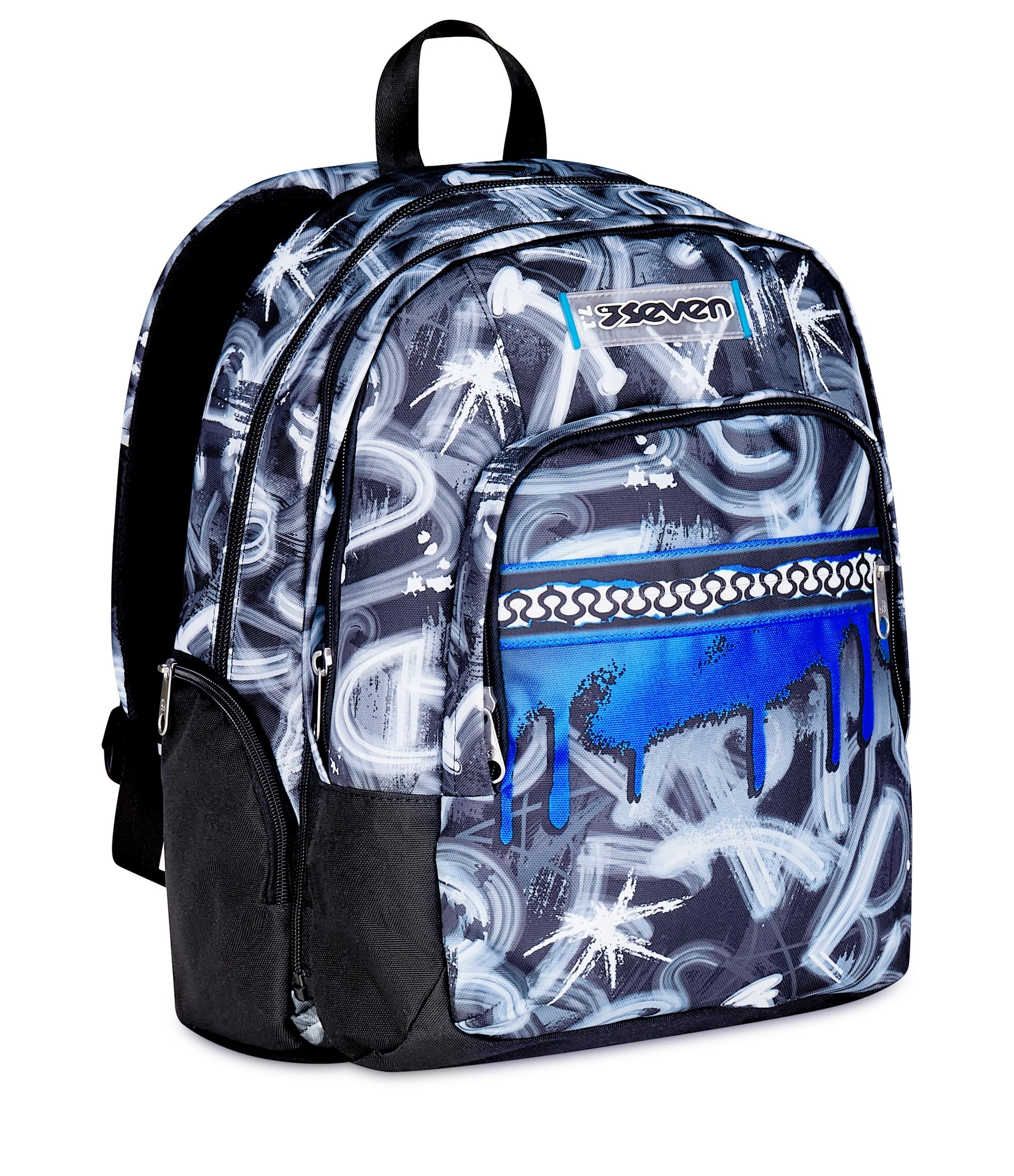 Seven Zaino Scuola Dual Detach, Grigio Azzurro, Doppio Scomparto da 32 L, Con Tasca PC, Tasca Borraccia, Tasca Con Organizer e Scomparto Staccabile, Scuola Media e Superiore, Zaino Ragazzo