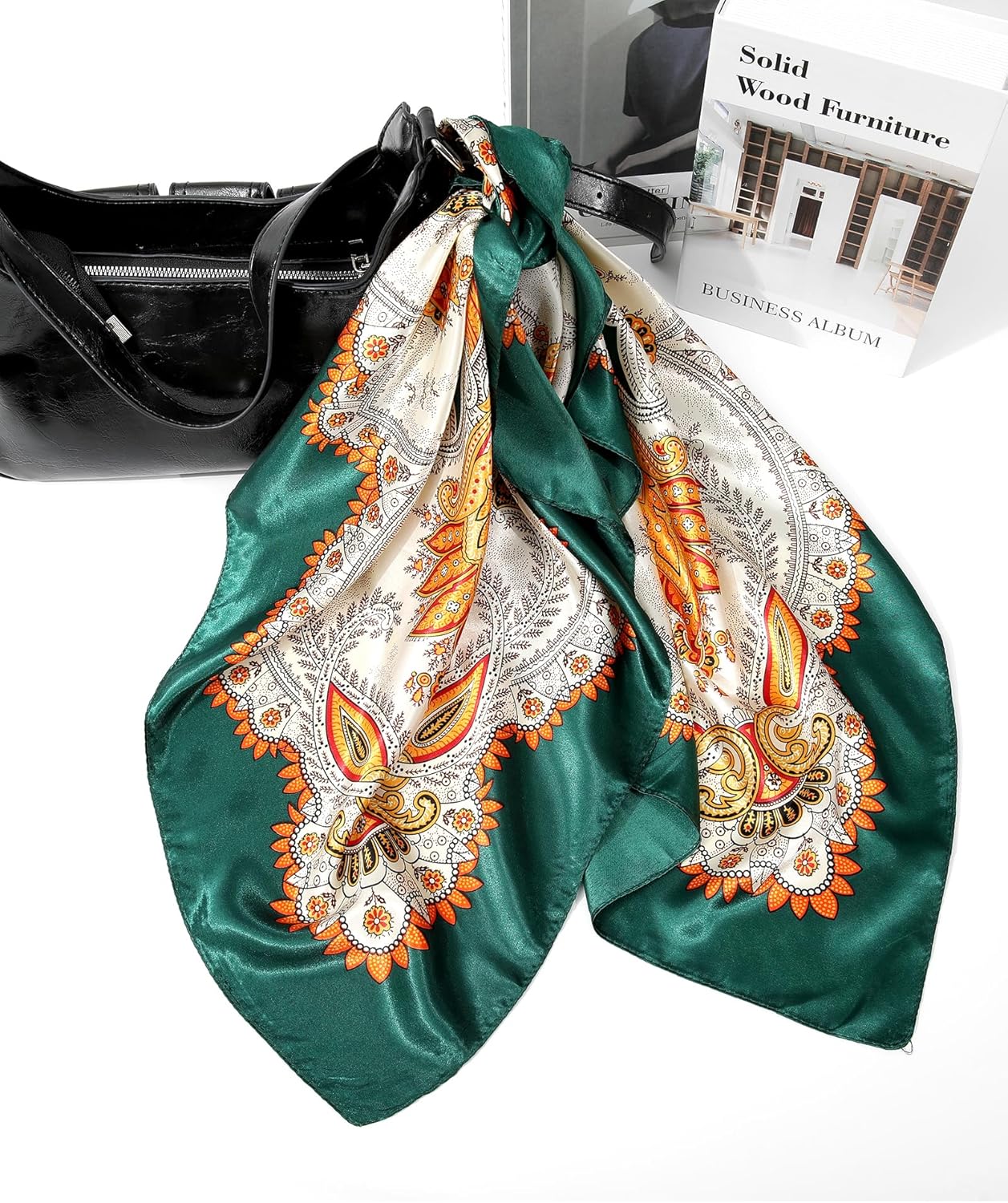 AWAYTR 35” Large Square Satin Head Scarf - 3Pcs Satin Hair Scarves Silk Bandana Scarf Headscarf Silk Feeling Scarf for Women - Image 8