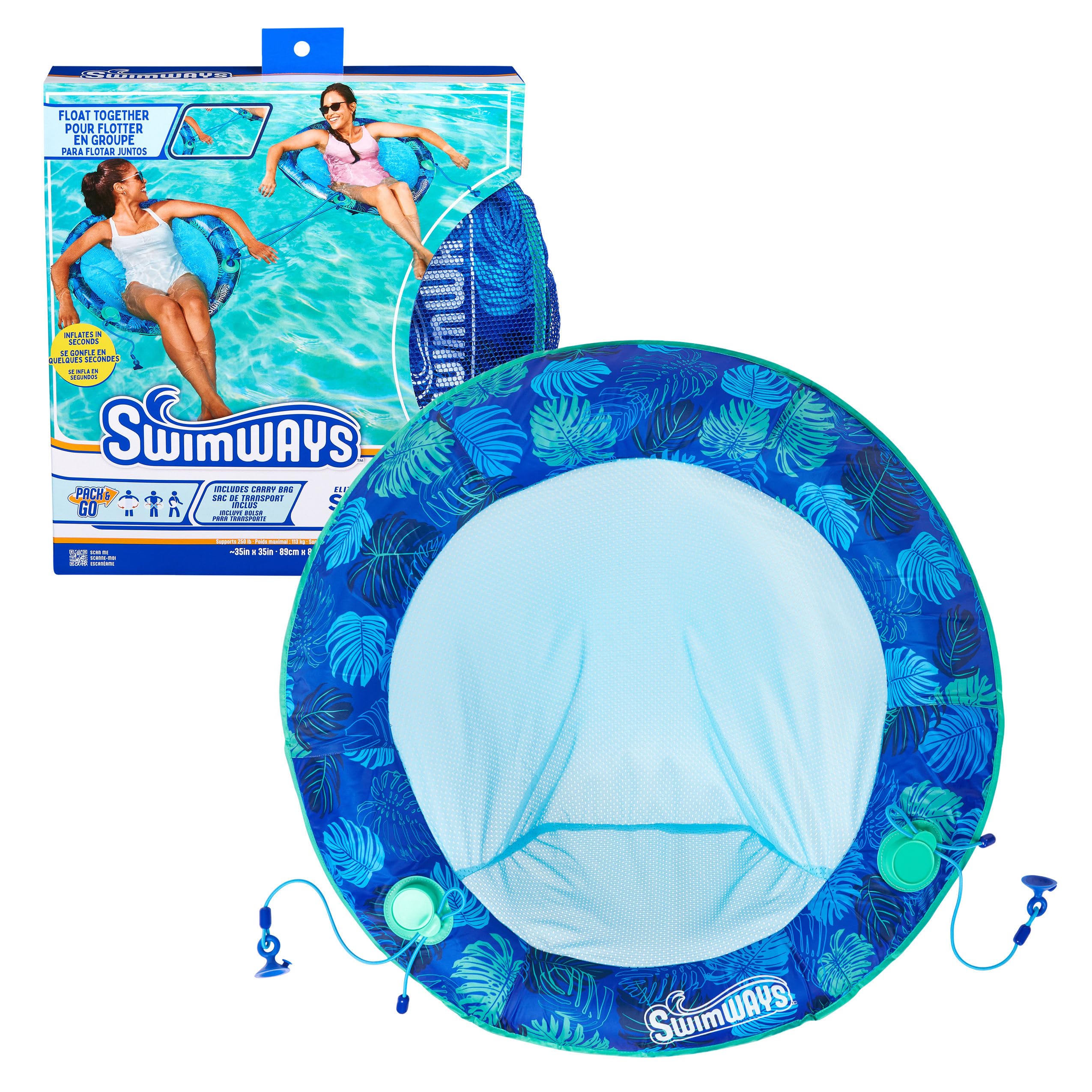 SwimWays Spring Float Elite Papasan, Fast-Inflating Pool Lounger
