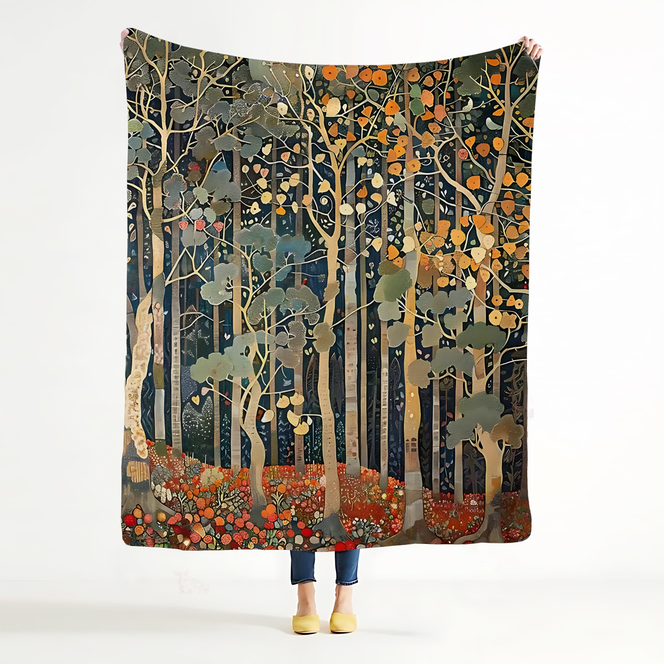 Photo 1 of BUJSP Rustic William Morris Inspired Forest Blanket, 50x60 Inches