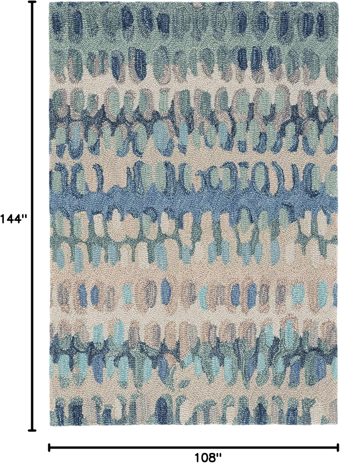 Dash & Albert Paint Chip Stone Hand Micro Hooked Wool Rug, 8.5 X 11.5 Feet, Blue/Green Geometric Pattern