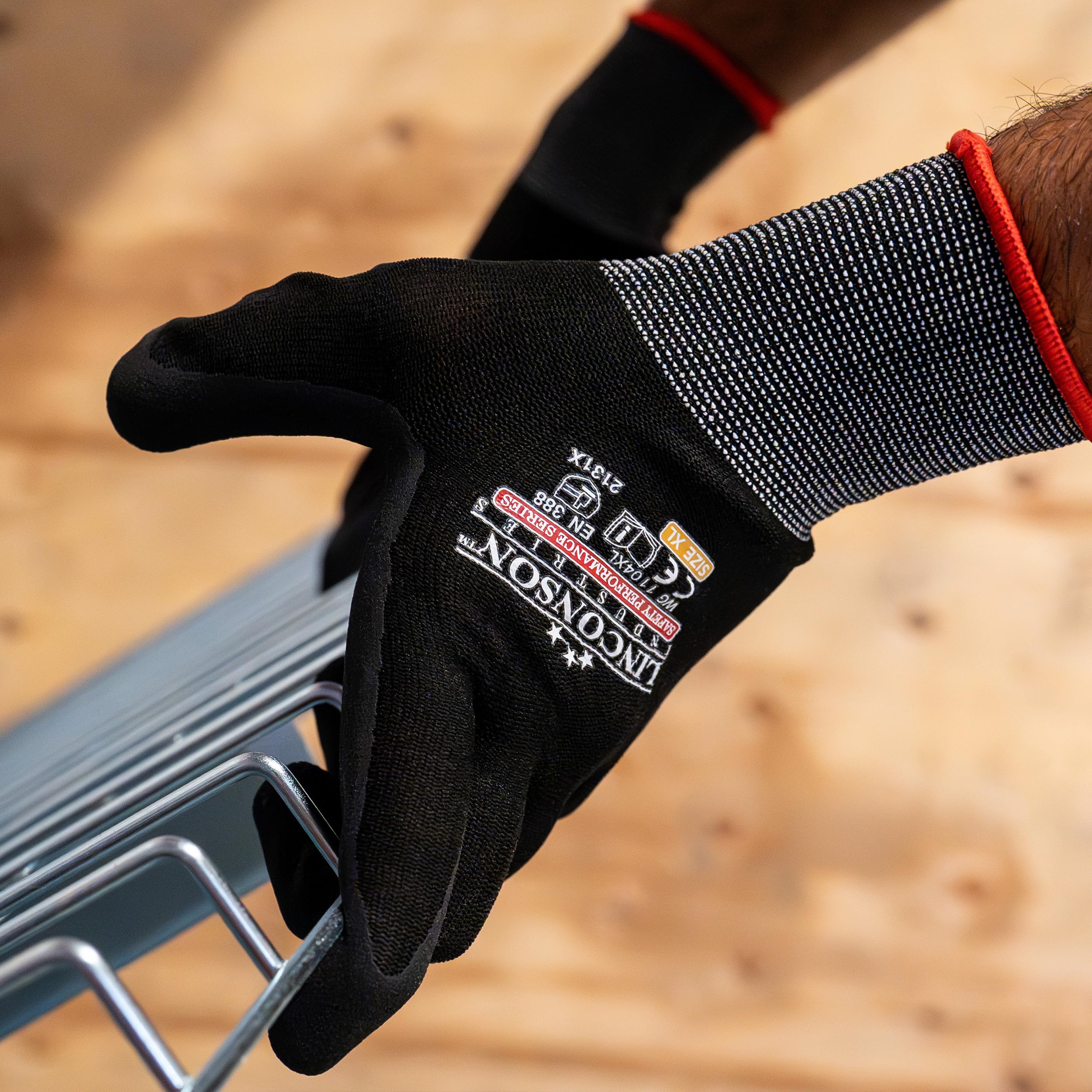 LINCONSON 12 Pack Safety Performance Series Construction Mechanics Work Gloves - 4