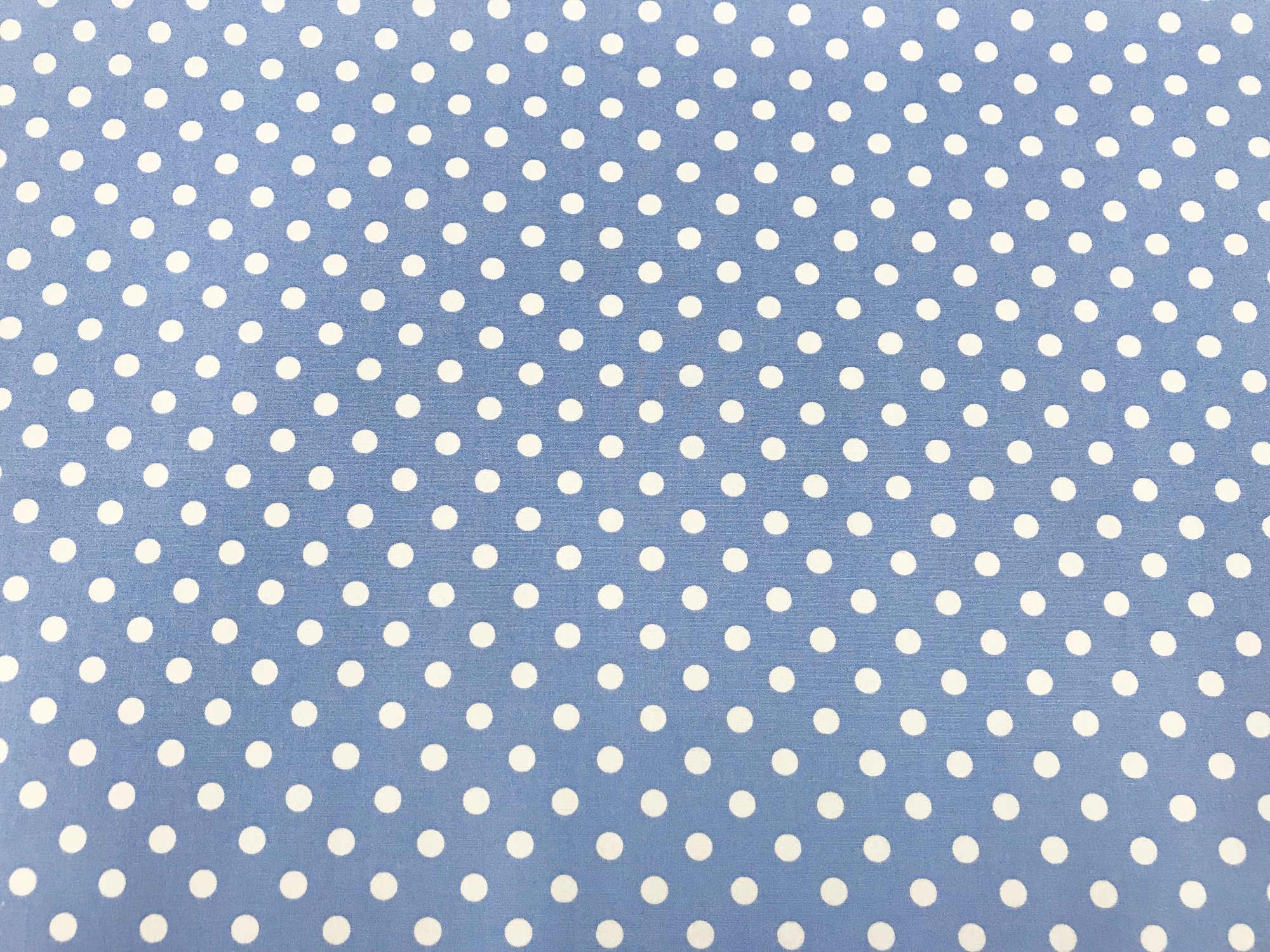 ROSE & HUBBLE - Cotton Poplin Print Pale Blue Background with Small White Polka Dots 112cm 100% Cotton Fabric -130gsm - Per Metre